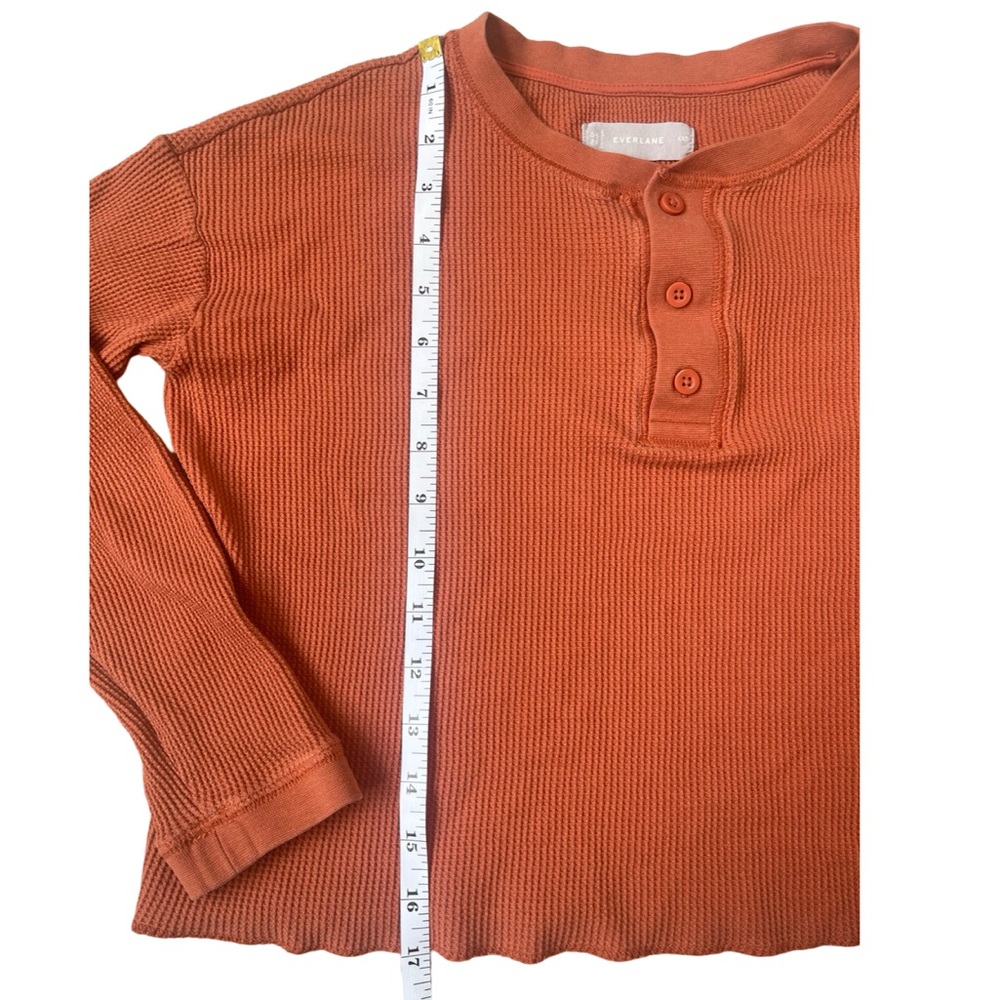 EVERLANE Waffle Long Sleeve Crop Shirt, Burnt Orange - XXS - Picture 10 of 13